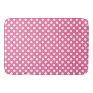 Bath Mat/Pink & White Polka Dots Badmat