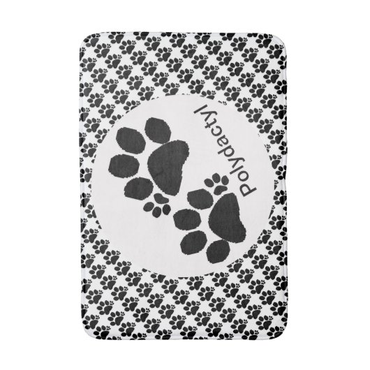 Bath Mat - Polydactyl Paw Prints (Voorkant Verticaal)