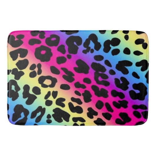 Bath Mat/Rainbow Leopard Print Badmat (Voorkant)