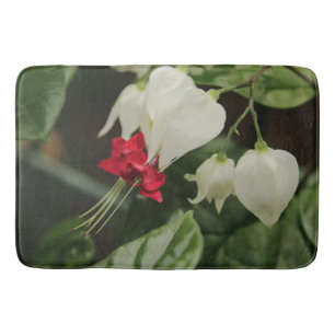 Bath Mat Red White Green Flower