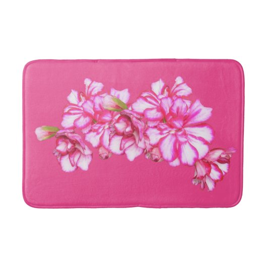 Bath Mat - Roze gestripte Geraniums (Voorkant)