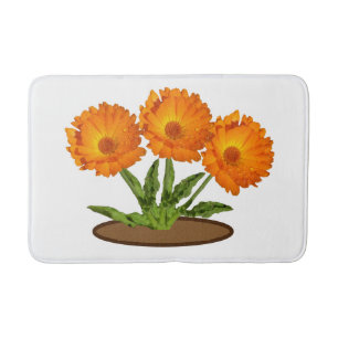 Bath Mat - Three Oranje Calendula