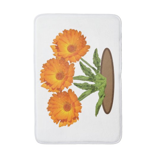 Bath Mat - Three Oranje Calendula (Voorkant Verticaal)