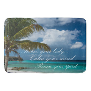 Bath Mat/Tropical Beach met Citaat Badmat