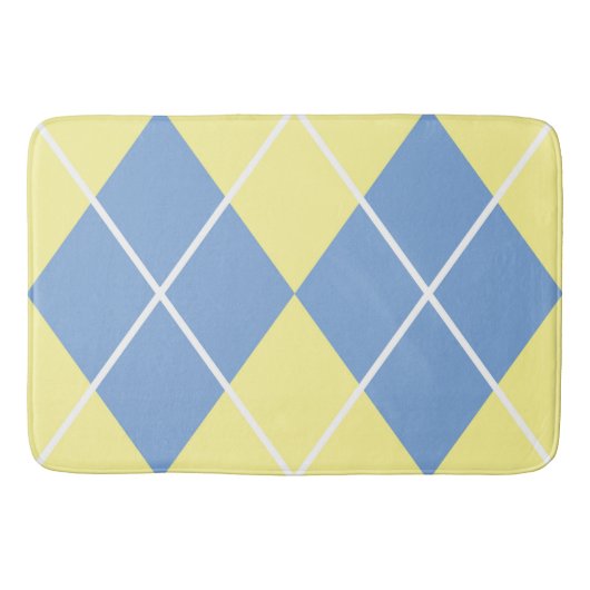 Bath Mat/Yellow en Blue Pset Diamond Pattern Badmat (Voorkant)