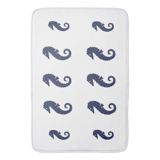 Bath Mat - Zee Horses (Navy Blue) (Voorkant Verticaal)