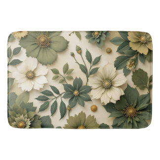 Bath Mats & Rugs green flowers pattern  Badmat