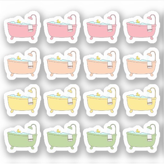 Bath Time Bubble Badkuip Zelfzorg Herinnering Plan Sticker (Voorkant)