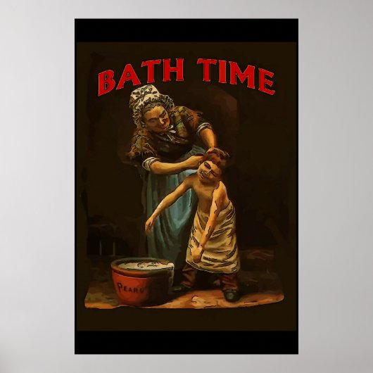 Bath Time,  jongen op Wash Tub. Poster (Voorkant)