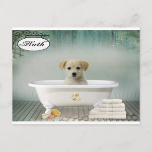 Bath time puppy briefkaart