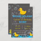 Bath Time Rubber Ducky Birthday Uitnodiging (Voorkant / Achterkant)