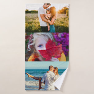Bath Towel 3 Photo Template Badhanddoek