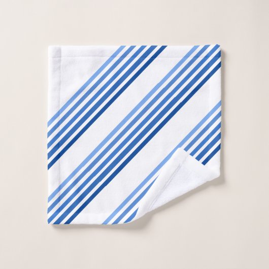 Bath Towel Set - Blue lines in Five Shades (Gant de toilette)