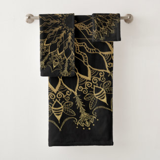 Bath Towel Set - Golden Bee Mandala Bad Handdoek