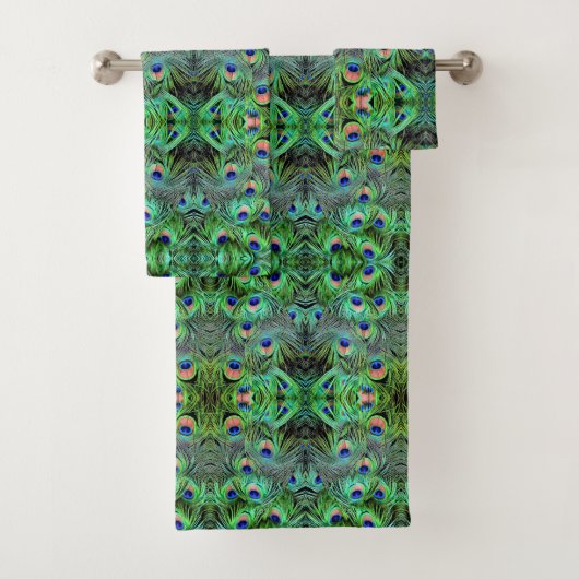 Bath Towel set Peacock Feathers Bad Handdoek (Insitu)