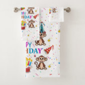Bath Towel Sets, Happy Birthday Monkey Cupcake (En situation)