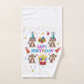 Bath Towel Sets, Happy Birthday Monkey Cupcake (Serviette à main)
