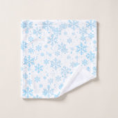 Bath Towels Blue Snowflakes Falling On White (Gant de toilette)