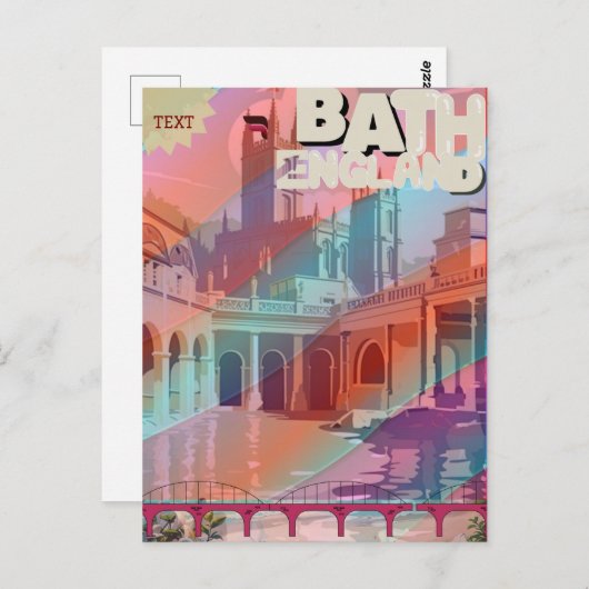 Bath Travel Imprimer Angleterre Cadeau Cartes post (Devant / Derrière)