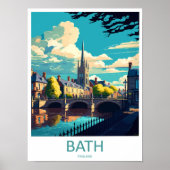 Bath Travel Print Wall Art Bath Wall Hanging Home  (Voorkant)