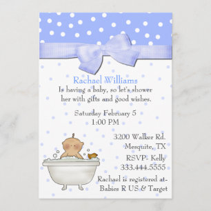Bath Tub Baby Boy Shower Uitnodiging