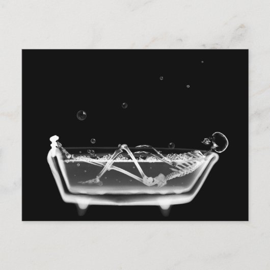 Bath Tub X-Ray Skeleton Black & White Briefkaart (Voorkant)