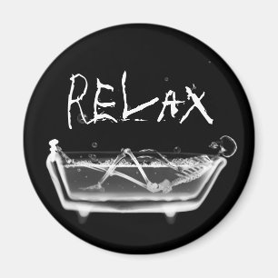 Bath Tub X-Ray Skeleton Black & White Magneet