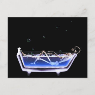 BATH TUB X-RAY VISION SKELETON - ORIGINEEL BRIEFKAART
