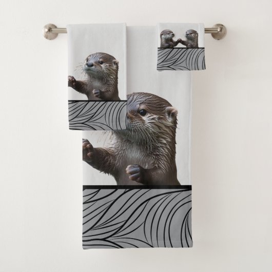 Bath Wild Animals Weasels  -  Baby Otters Towels (En situation)