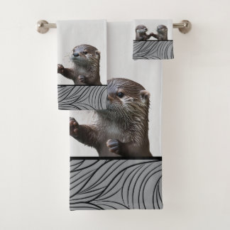 Bath Wild Animals Weasels  -  Baby Otters Towels Bad Handdoek
