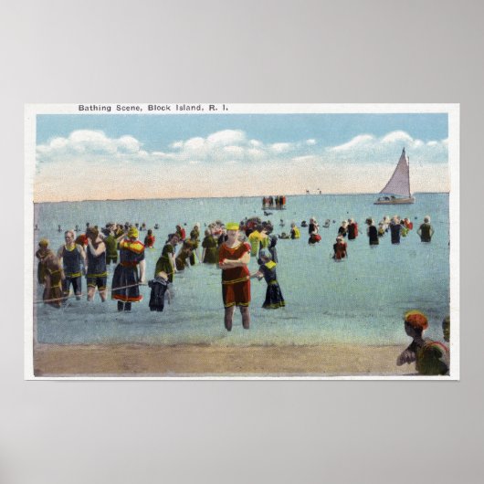 Bathers aan de Beach Poster (Voorkant)