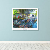 Bathers in La Grenouillere Claude Monet Canvas Afdruk (Insitu (Houten vloer))