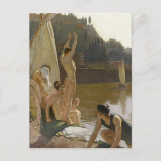 Bathers op de Tiber 1909 Briefkaart