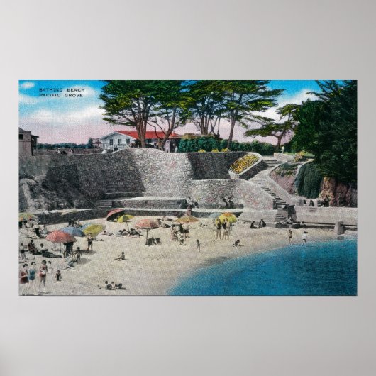 Bathing Beach at Pacific Grove Poster (Voorkant)