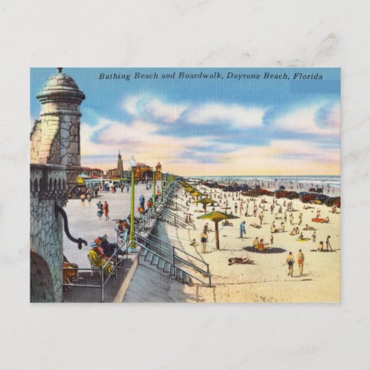 Bathing Beach Boardwalk, Daytona Beach, Florida Briefkaart (Voorkant)