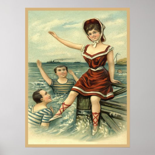 Bathing Beauty 1908 Briefkaart Poster (Voorkant)