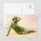 Bathing Beauty in Lime Green Briefkaart (Voorkant / Achterkant)