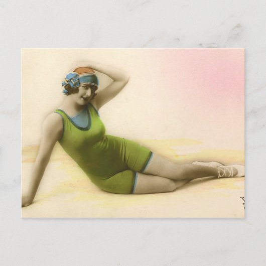 Bathing Beauty in Lime Green Briefkaart (Voorkant)