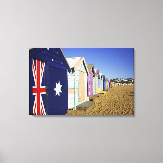 Bathing Boxes, Middle Brighton Beach, Port Canvas Afdruk (Voorkant)