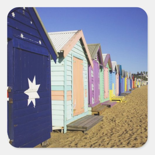 Bathing Boxes, Middle Brighton Beach, Port Vierkante Sticker (Voorkant)