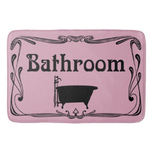Bathmat badkamer , roze trommel zwart badmat