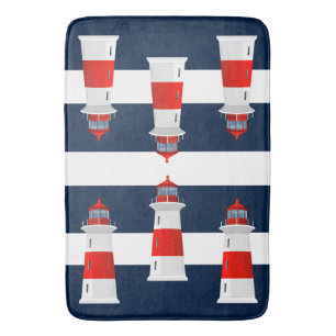 Bathmat - Blue Stripes Lighthouse Badmat