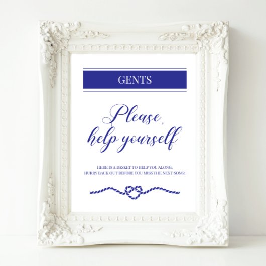 Bathroom Basket Navy Blue Nautical Wedding Sign Poster