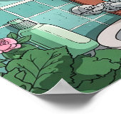 Bathroom Black Cat in Mirror Print, Funny Japanese Poster (Hoek)