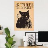 Bathroom Cat Detective Poster (Thuiskantoor)