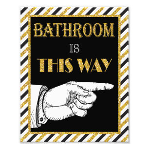 Bathroom Direction Sign (rechts) - 8 x 10 inch afd Foto Afdruk