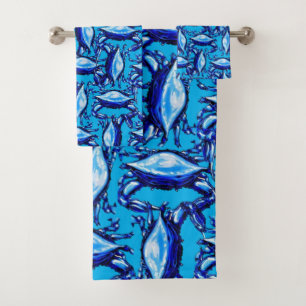 Bathroom Handdoeken stelt blauwe krabben in