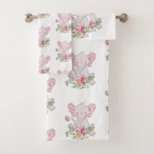 Bathroom handdoeken stelt roze olifant