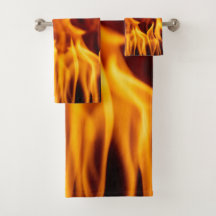Bathroom-handdoekset, Flames op zwarte steunvloer