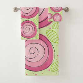 Bathroom-handdoekset, roze rozen bad handdoek